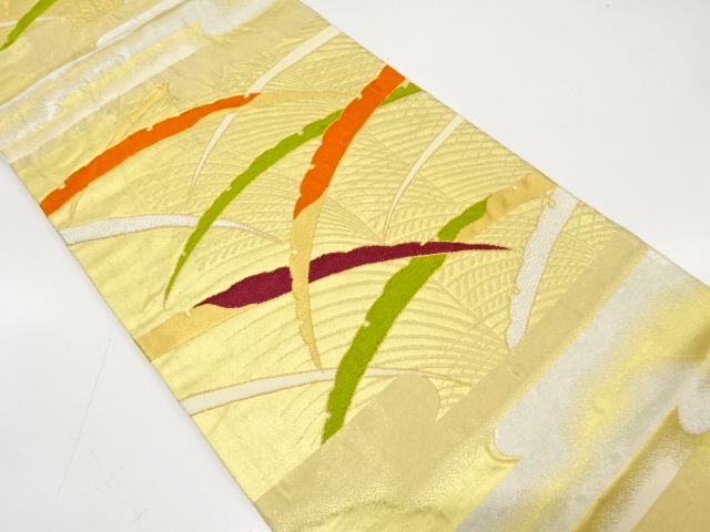 JAPANESE KIMONO / ANTIQUE FUKURO OBI / SILK / WOVEN EGASUMI PATTERN